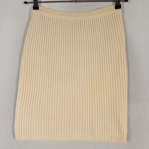 Vtg Emphasis Bullock's Knit Skirt Size Medium Cream Merino Wool Classic Timeless